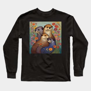 Otter Lover Cute Otter Family Long Sleeve T-Shirt